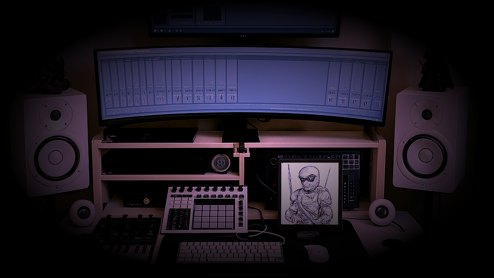 Technically Creative studio with cyberpunk aesthetic